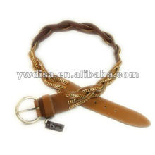 Cinturón de cuero trenzado y de cadena ancho para la mujer